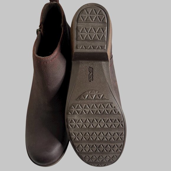 NWOB Teva Anaya Ankle Boots Woman sz 11 Mahogany Leather Western - Picture 6 of 11